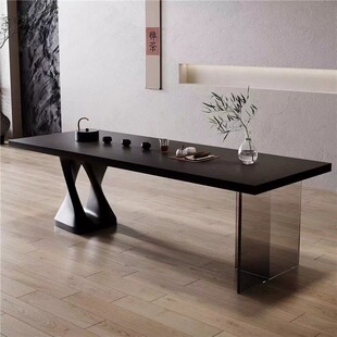 实木茶桌亚克力实木餐桌极简悬浮设计师工作台阳台茶几创意电脑桌