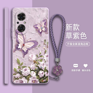 油画蝴蝶适用华为荣耀50se手机壳honor50es新款 5G硅胶JLH一AN00五十anoo保护套JLHAN全包防摔女50s男外壳5Ose