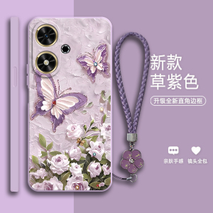 油画蝴蝶适用华为荣耀畅玩50m手机壳honor50防摔JDY一AN00硅胶全包保护套男女JDYAN新款anoo外壳五十五零5o软