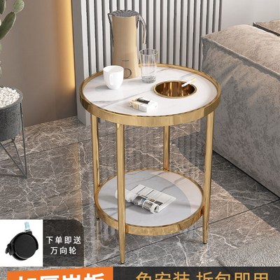 麻将机茶几棋牌室茶水架不锈w钢玻璃岩板简约轻奢麻将桌旁的小茶