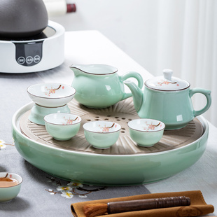 家用小套景德镇茶盘茶壶盖碗茶杯整套陶瓷茶船 潮汕功夫茶d具套装