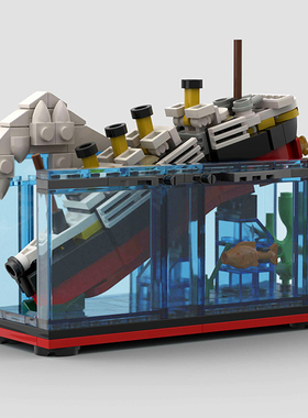 Y国积沉拼图MOC泰坦尼克号游轮船木船模型儿童益智UDI中拼装小玩