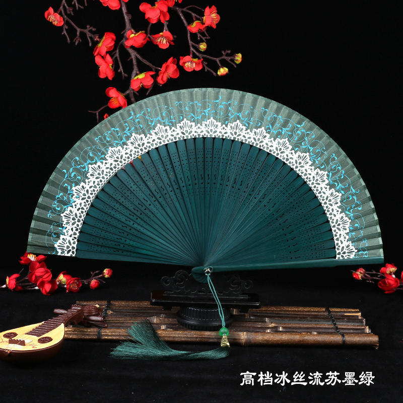 中国风古典折叠舞蹈汉服随身折扇扇子复古流苏竹子骨国风扇子