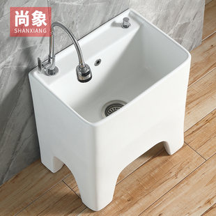洗拖把池带龙h头孔阳台卫生间地盆拖布池高脚陶瓷家用水槽大墩布