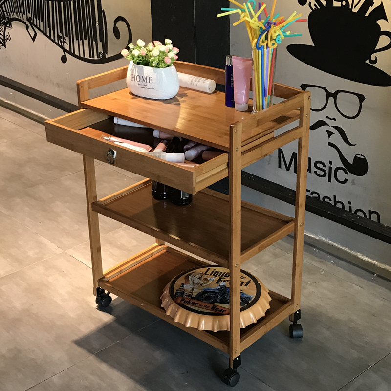 多功能欧式实木移动手推r车餐边柜茶酒水小吃美容院4S店餐车置物
