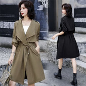 气质系带网红风衣外套女2021早秋新款 英伦风宽松收腰显瘦女士外套
