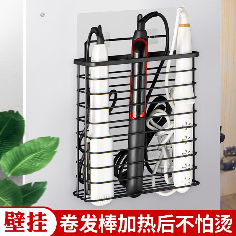 夹板卷发棒收纳置物架壁挂免打孔美发造型器拉直板直发梳防烫挂架图片