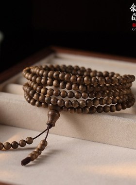 天然文莱沉香手串男士佛珠文玩檀木串珠木质念珠手链女款多圈盘玩