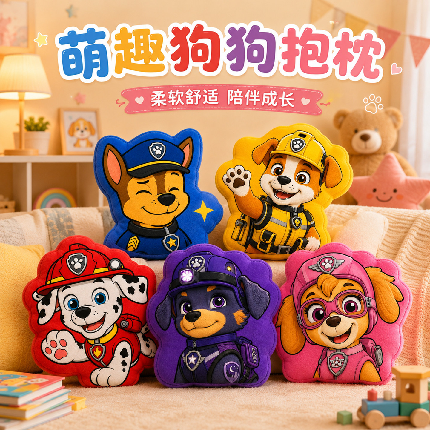 异型枕汪汪队卡通可拆洗趣味靠枕办公室午睡枕头抱枕客厅沙发靠垫图片