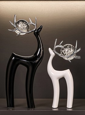 鹿摆件一对轻奢高级感客厅玄关桌面酒柜装饰摆件电视柜乔迁礼品