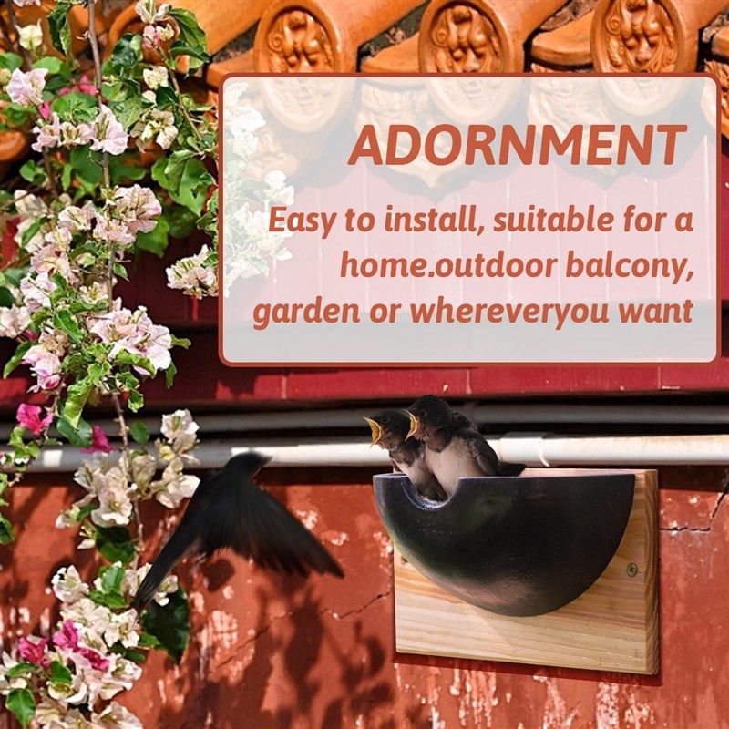 燕子窝 屋檐户外燕巢 鸟窝鸟巢鸟屋小鸟繁殖屋 花园摆件燕子屋