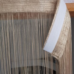 自粘流苏线帘客厅装 魔术贴加密加粗成品香槟色门帘 饰隔断帘窗帘