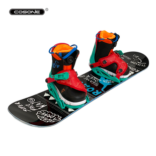 COSONE儿童滑雪板单板套装初学者全能板固定器雪鞋滑雪装备套餐