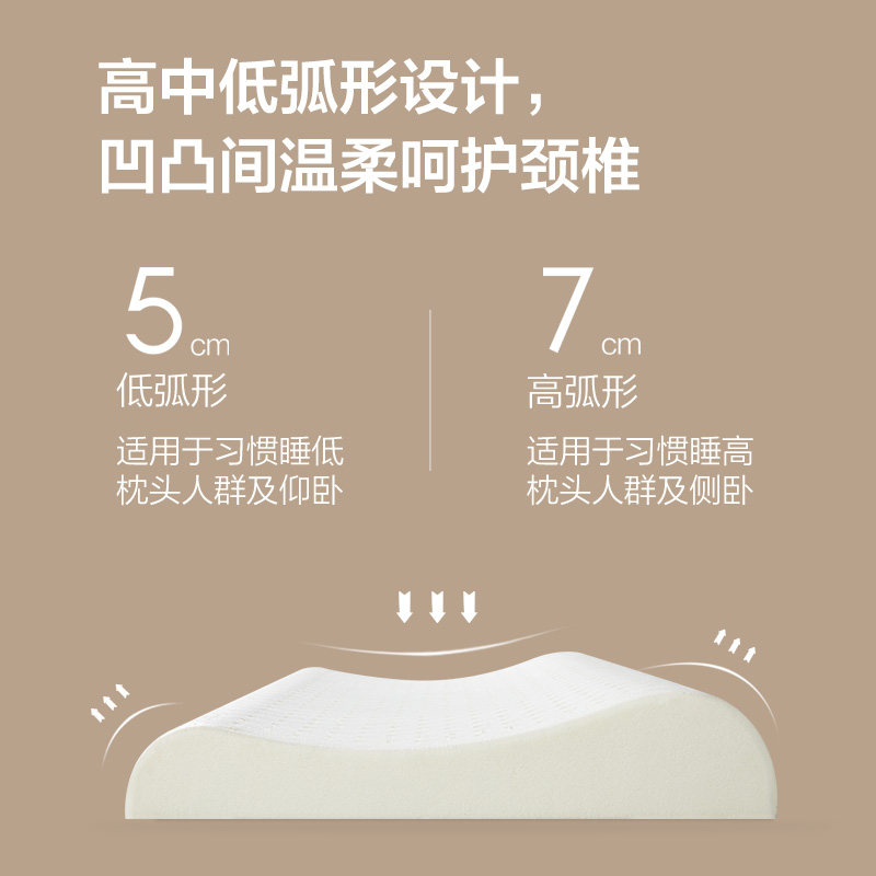 8H泰国天然乳胶枕单人超薄枕成人护颈椎低枕头助睡眠儿童枕芯