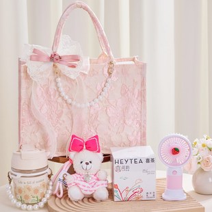 刺绣手提包伴手礼女伴娘实用结婚礼盒空盒子小众高级感帆布礼物袋