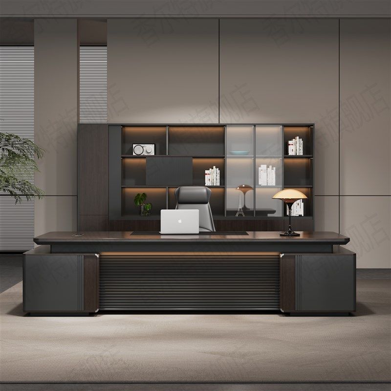 轻奢老板桌办公桌实木烤漆桌椅组合总裁高档董事长大班台办公家具