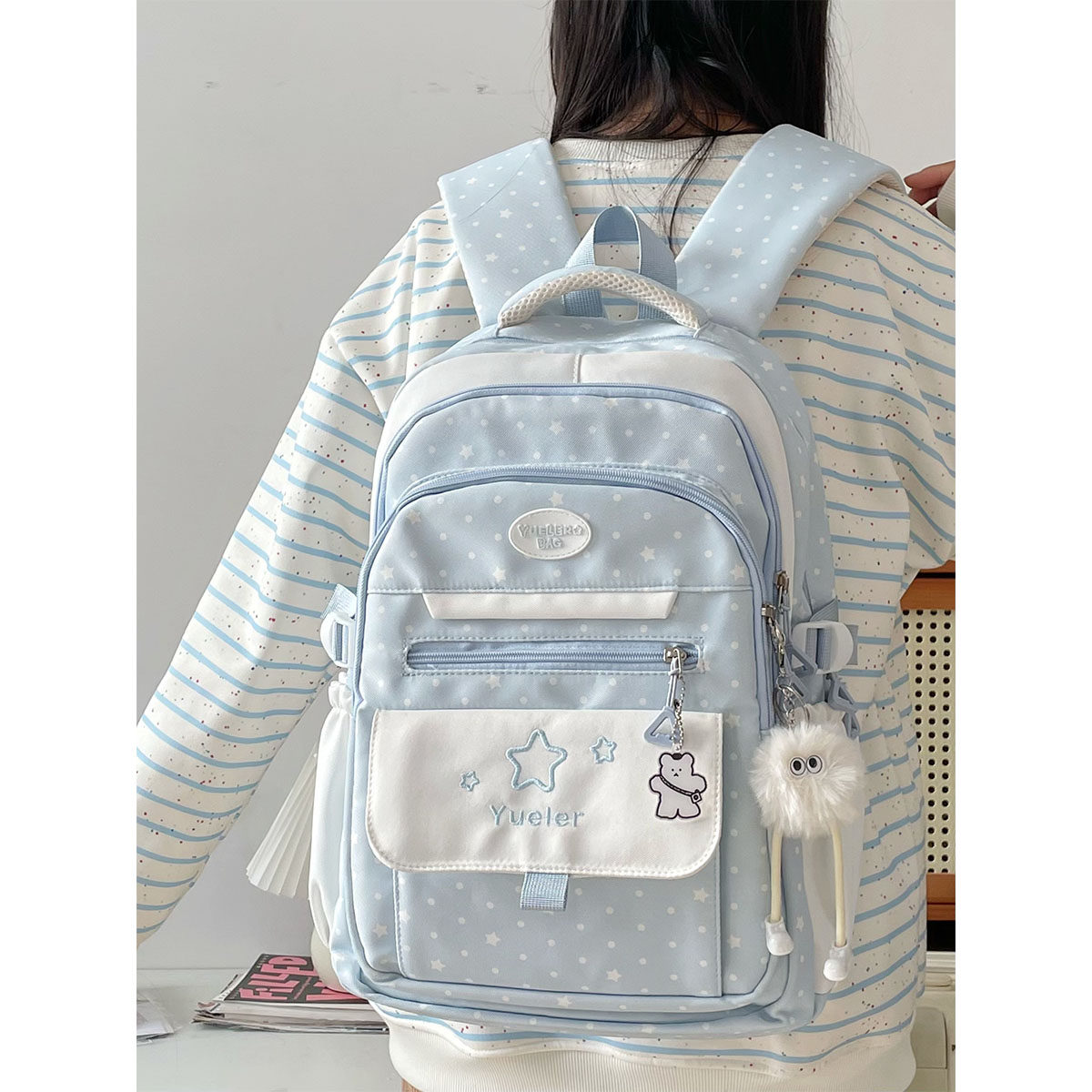 少女风波点大容量双肩书包