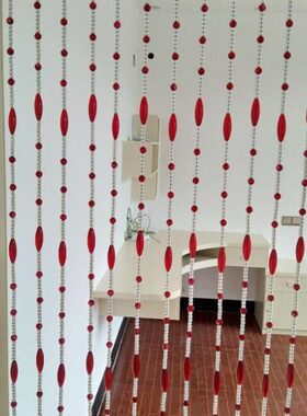 客厅高档水晶珠帘大气隔断沙发水晶玄关装饰吊帘门帘红色橄榄珠帘