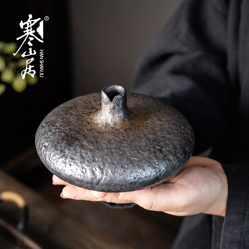 寒山居紫金釉陶瓷花器手工岩陶A禅意小花插水培小花瓶花道干花插