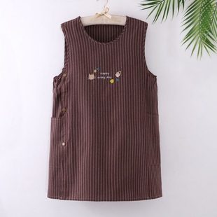 厨房侧开纯棉马甲上班工作服网红同款 时尚 新款 家用扣围裙女韩版