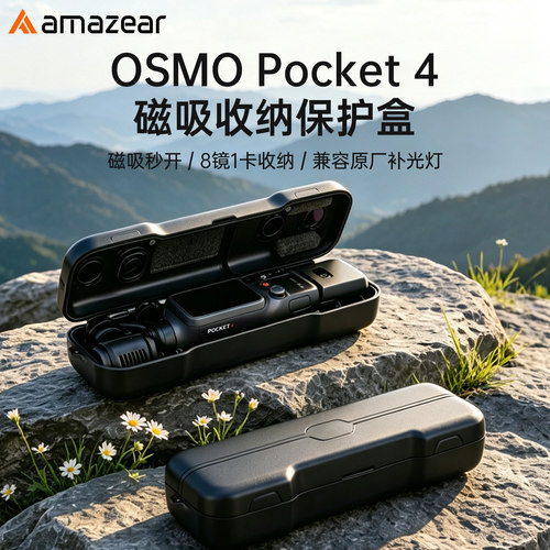 适用DJIpocket4保护壳翻盖磁吸全包保护套防刮防摔保护盒收纳配件