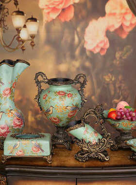 欧式美式乡村摆件家居装饰品客厅电视柜复古摆设软装乔迁新居