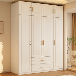 儿童衣柜 爆款 包安装 实木衣柜家用卧室平开门奶油风出租房2025新款