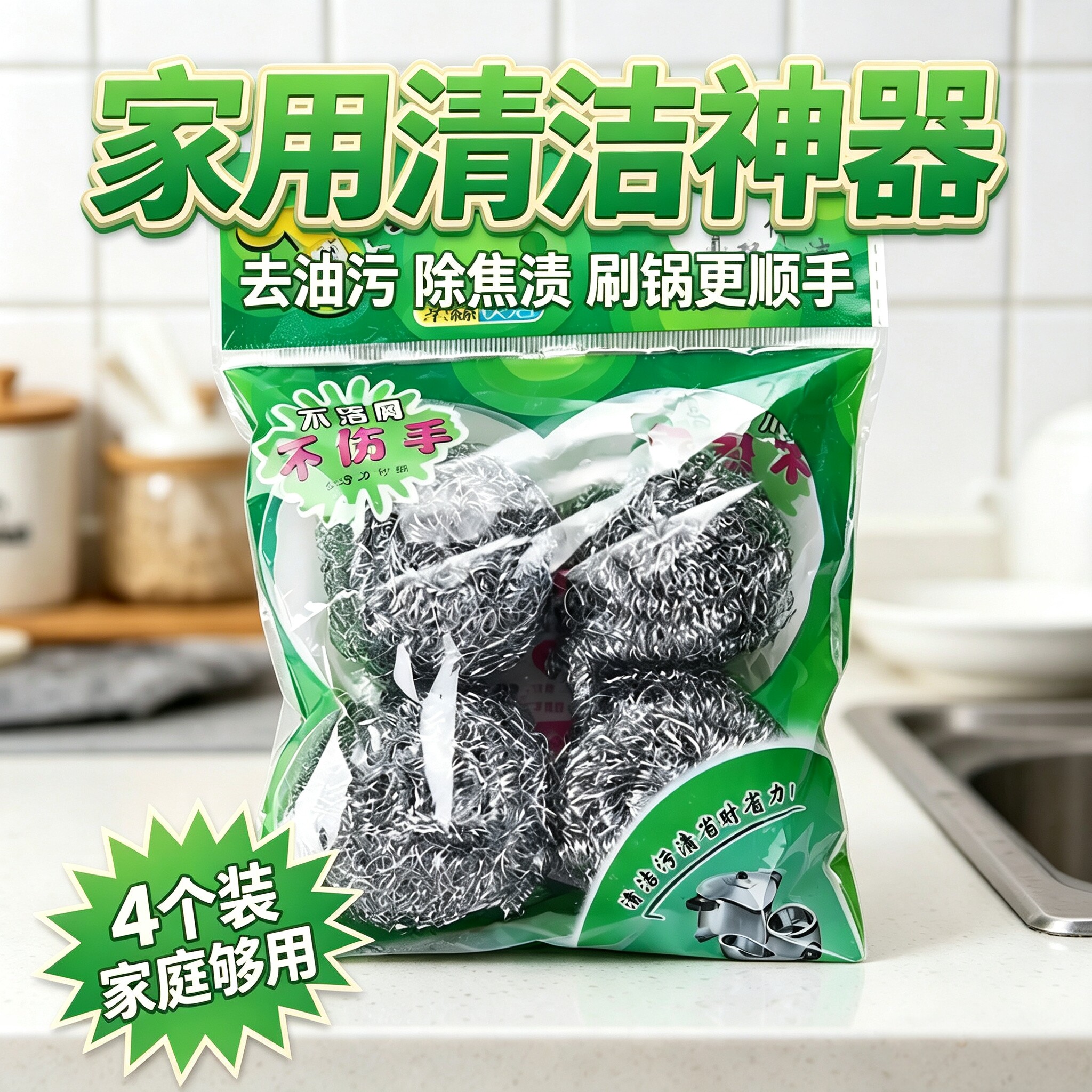 4球不锈钢钢丝球去污不掉丝图片