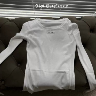 大特 ！正确版 100%棉 肌理感微弹薄款长袖修身打底 纯欲白tee