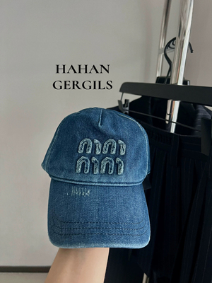 Youthful breath ！miu风感女孩 logo字母 牛仔鸭舌帽 蓝色 碳黑