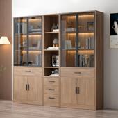 书柜办公室轻奢高档带玻璃门整面墙柜子靠墙置物玻璃模型柜展示柜