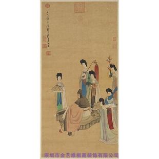 明代 陈洪绶仕女图 古代名家工笔人物画高清绢布微喷装饰画