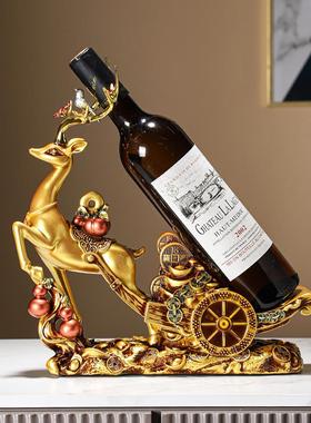 一鹿发财红酒架酒柜摆件创意高档客厅家居玄关电视柜办公室装饰品