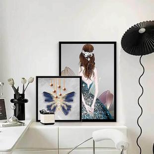 简约轻奢ins装 饰画现代女孩餐厅客厅卧室沙发背景房间电视柜化妆