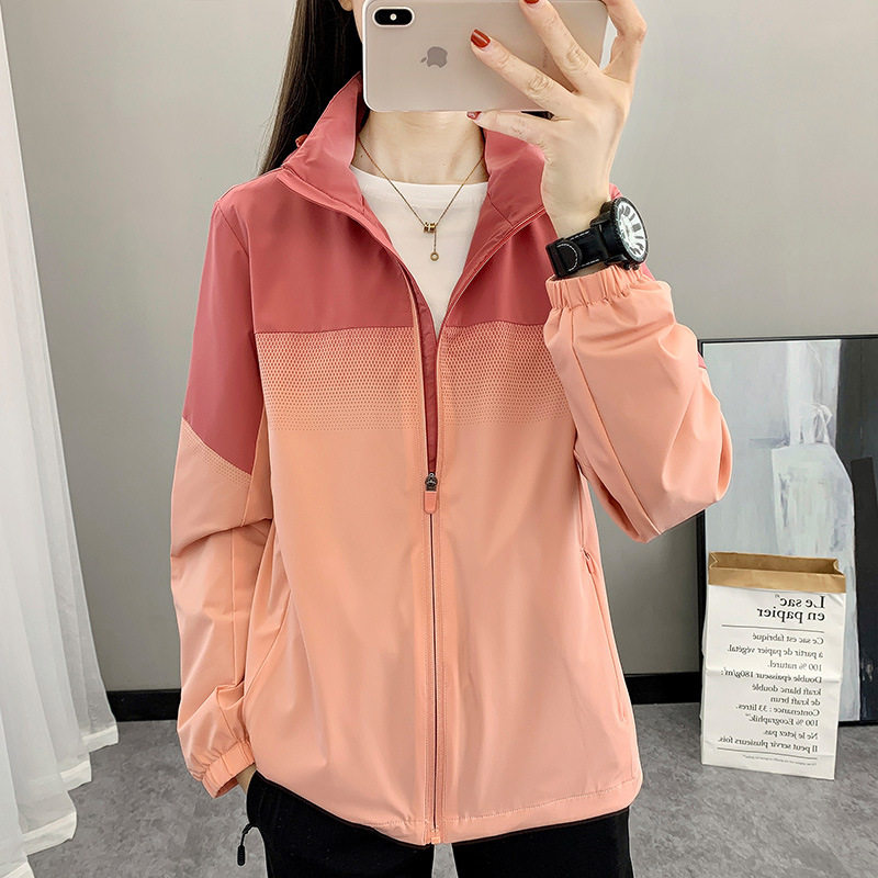 2025春秋新款运动外套女可脱卸帽防风防水户外风衣渐变色登山服女
