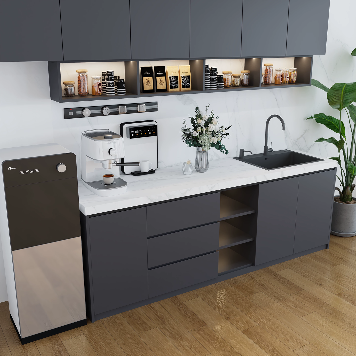 水吧台餐边一体柜定制商用切洗台