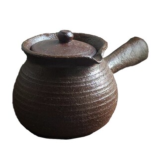 云南烤奶茶土陶罐罐侧把干烧老岩泥围炉明Q火烤茶罐粗陶煮茶壶