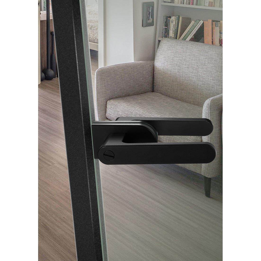 极窄有框玻璃门平开门锁16 18型材黑色洗手间执手锁单舌静音磁吸,基础建材,机械门锁,淘宝优惠券,粉丝福利购,淘宝优惠卷