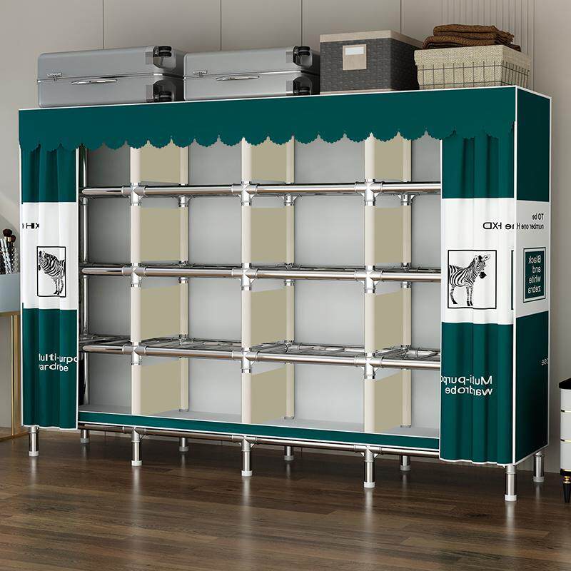 简易组装布衣柜家用卧室加粗加厚加固全钢架拉链款挂衣服收纳柜子