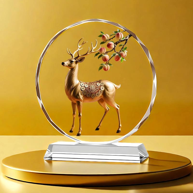 招财鹿水晶摆饰客厅酒柜玄关家居摆设电视柜装饰新房乔迁礼物摆台