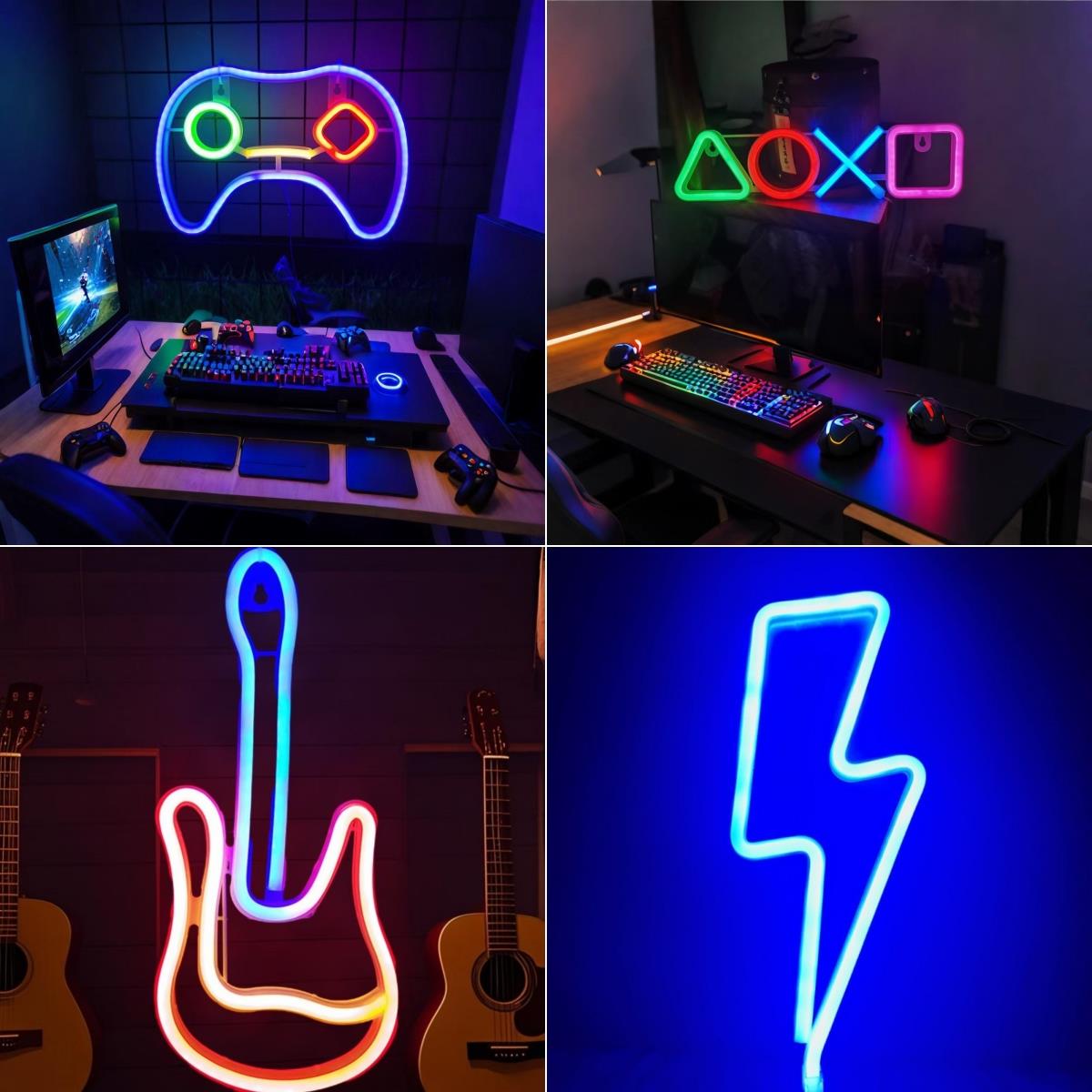 LED霓虹灯彩灯游戏装饰灯洞洞板气氛灯电竞房间墙面背景网红布置