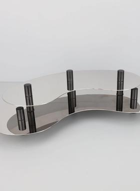 现代简约创意不锈钢托盘摆件客厅样板房餐桌茶几玄关轻奢家居饰品