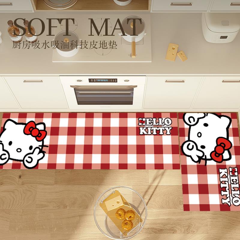 凯蒂猫地垫家用厨房脚垫硅藻泥吸水垫门口耐脏免洗可擦防滑皮垫子