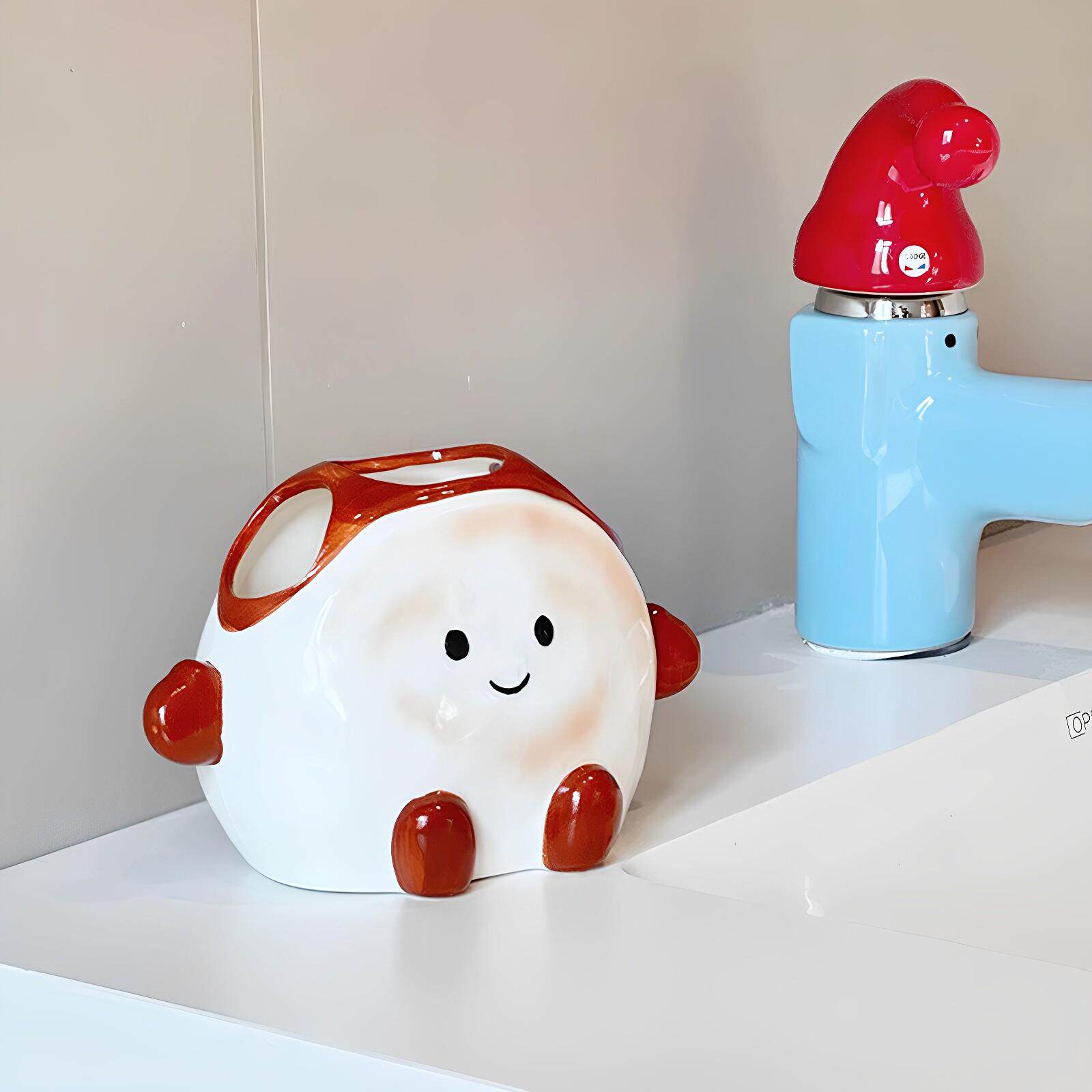 MOMO HOME肉夹馍电动牙刷置物架牙膏架可爱家用陶瓷架收纳架高颜