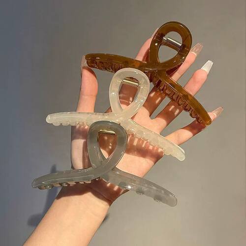 11CM大号抓夹果冻色交叉亚克力后脑勺盘发鲨鱼夹气质发卡头饰发饰