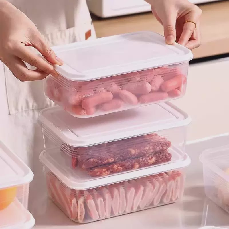 【1200ml超大】冰箱冻肉保鲜盒厨房备菜分装耐冷冻塑料盒长方形级