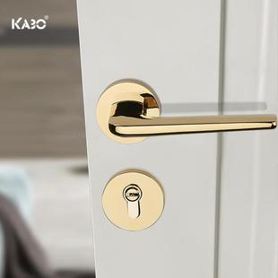 德国KABO门锁室内卧室简约金色家用卫生间房门锁静音实木分体门锁