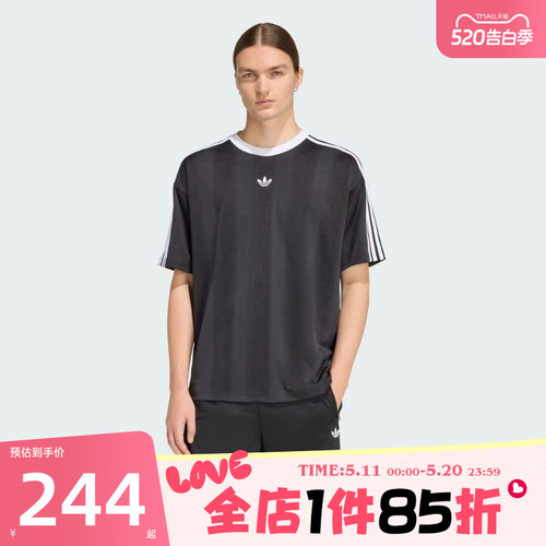 滔搏adidas阿迪达斯三叶草男子JACQUARD运动休闲短袖T恤KD5830