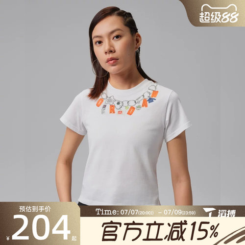 滔搏NIKE耐克女子AS W J SHGF GFX SS运动休闲短袖T恤IR6308-100