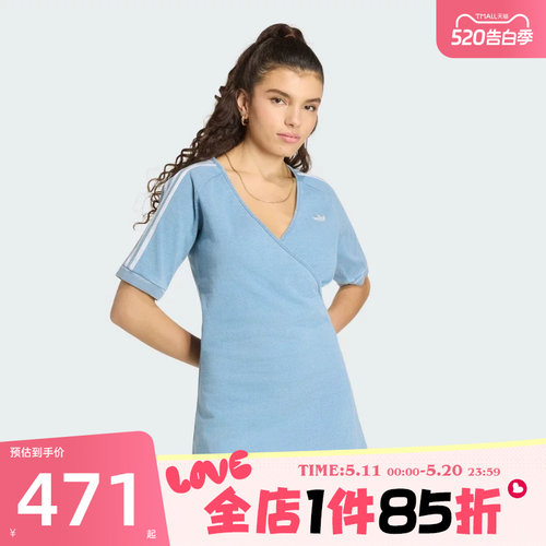 滔搏adidas阿迪达斯三叶草女子DENIM DRESS运动休闲连衣裙KZ5056
